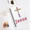 Jesus Multicolored Cross Ruled Lined Spiral Notebook