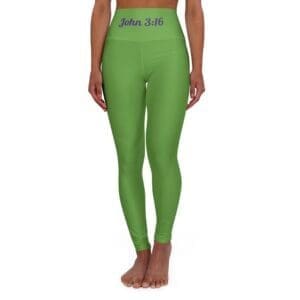 John 3:16 Green & Silver High Waisted Yoga Leggings