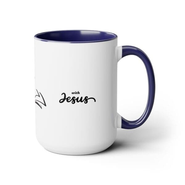 I I Start My Mornings with Jesus Two-Tone, 15oz Coffee Mugs