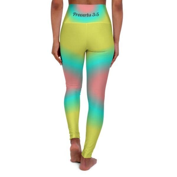 Proverbs 3:5 Pink, Teal & Yellow Gradient High Waisted Yoga Leggings
