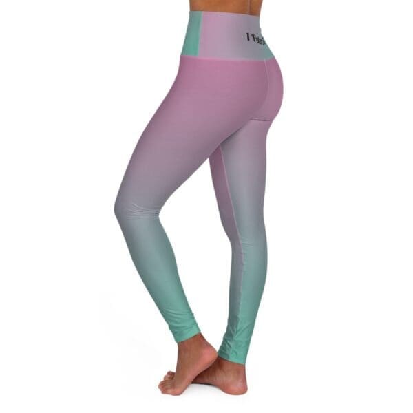 1 Peter 5:7 Teal & Pink Gradient High Waisted Yoga Leggings