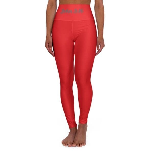 John 3:16 Red & Silver High Waisted Yoga Leggings