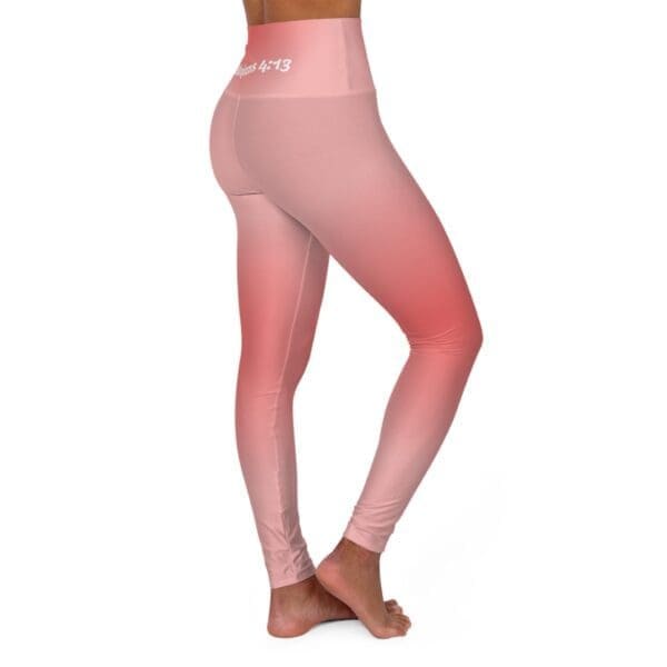 Phillipians 4:13 Red & Pink Gradient High Waisted Yoga Leggings