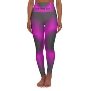 Joshua 1:9 Black & Purple Gradient High Waisted Yoga Leggings