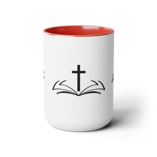 I I Start My Mornings with Jesus Two-Tone, 15oz Coffee Mugs