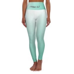 13551955036719759422_2048.jpeg 1 Peter 5:7 Teal & White Gradient High Waisted Yoga Leggings