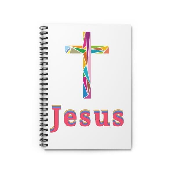 Jesus Multicolored Cross Ruled Lined Spiral Notebook
