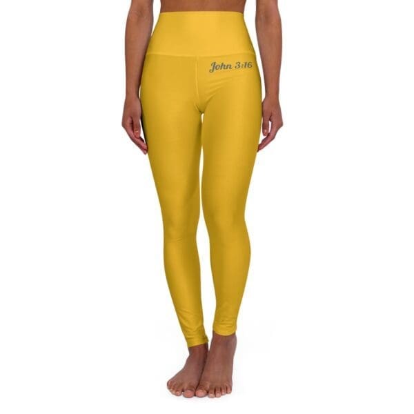 John 3:16 Yellow & Silver High Waisted Yoga Leggings