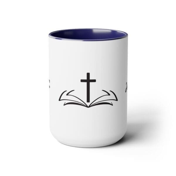 I I Start My Mornings with Jesus Two-Tone, 15oz Coffee Mugs