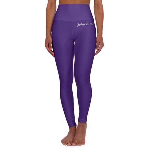 John 3:16 Purple & Silver High Waisted Yoga Leggings