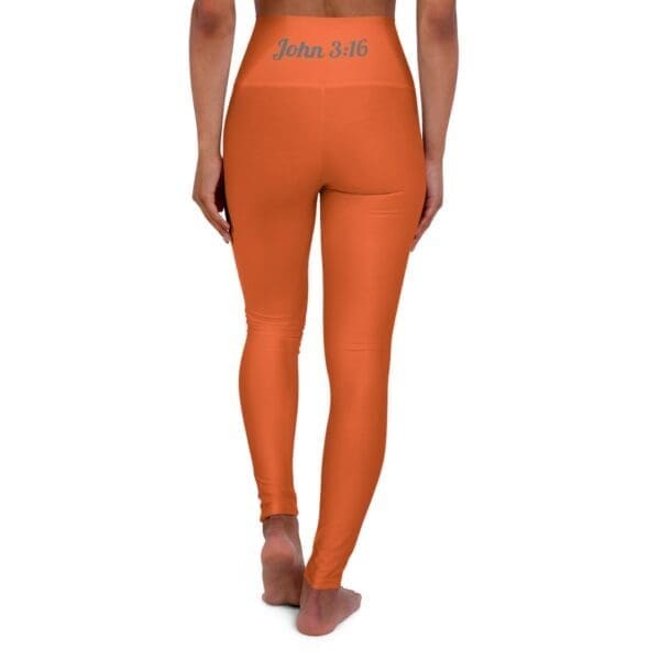 John 3:16 Orange & Silver High Waisted Yoga Leggings