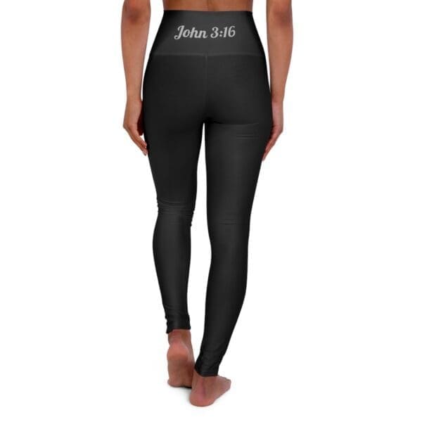 John 3:16 Black & Silver High Waisted Yoga Leggings