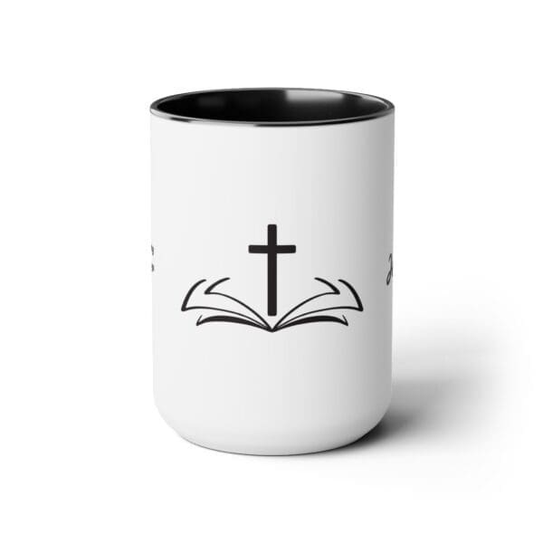 I I Start My Mornings with Jesus Two-Tone, 15oz Coffee Mugs