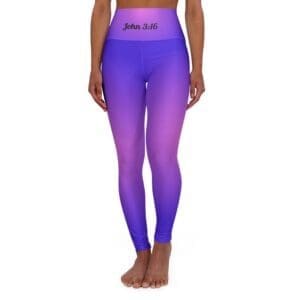 John 3:16 Blue & Pink Gradient High Waisted Yoga Leggings