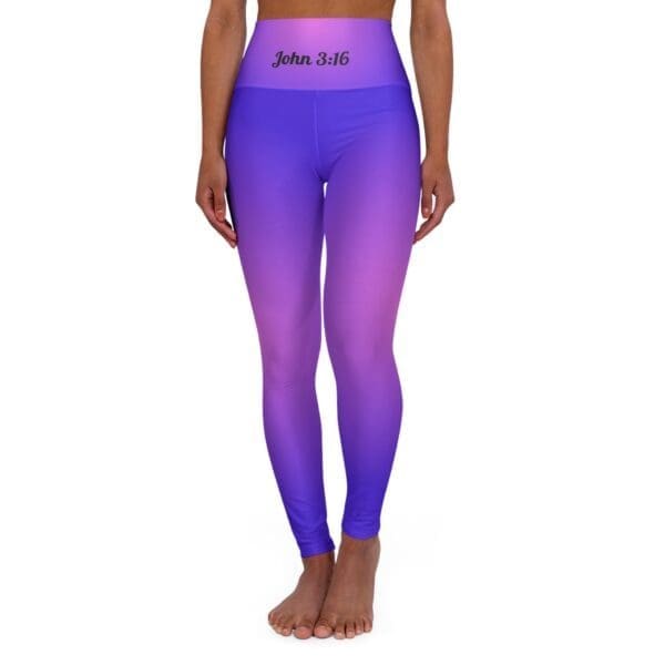 John 3:16 Blue & Pink Gradient High Waisted Yoga Leggings