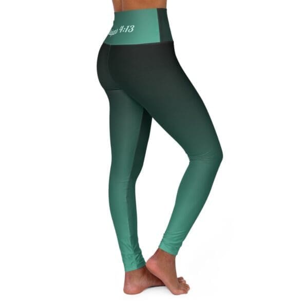 Phillipians 4:13 Teal & Black Gradient High Waisted Yoga Leggings