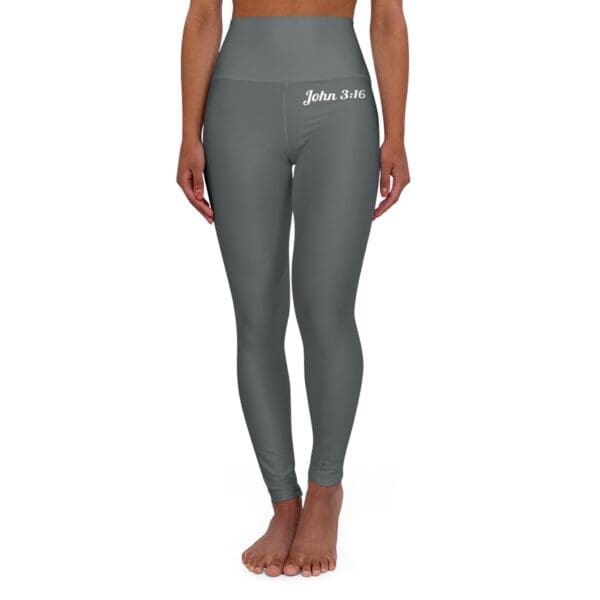 John 3:16 Silver & White High Waisted Yoga Leggings