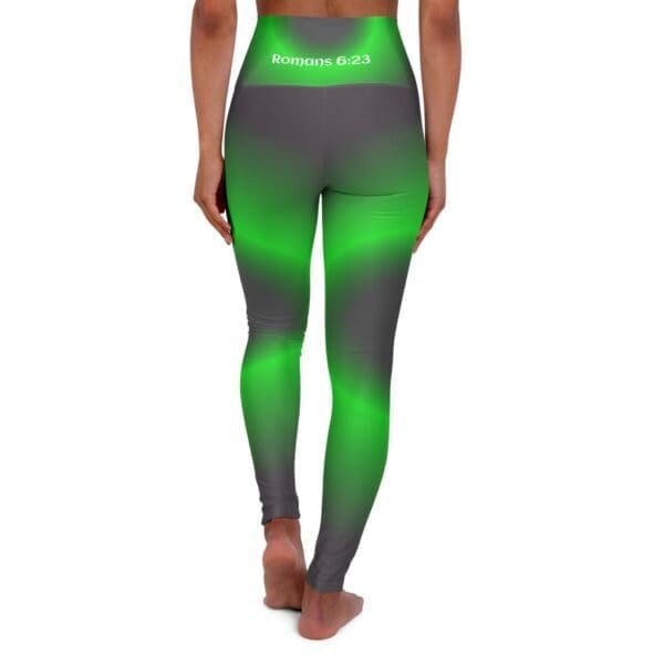 Romans 6:23 Black & Green Gradient High Waisted Yoga Leggings