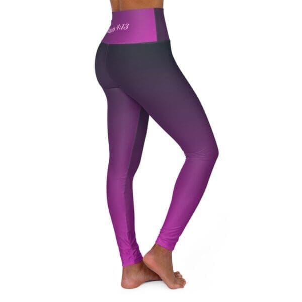 Phillipians 4:13 Black & Purple Gradient High Waisted Yoga Leggings