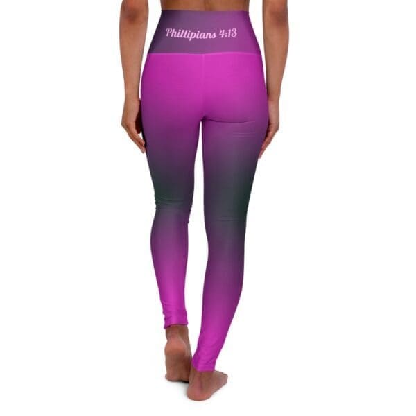 Phillipians 4:13 Purple & Black Gradient High Waisted Yoga Leggings