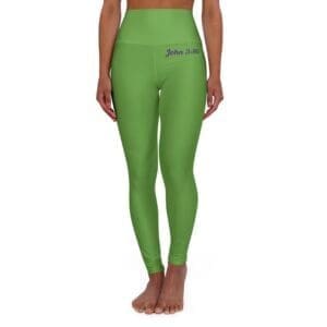 John 3:16 Green & Silver High Waisted Yoga Leggings