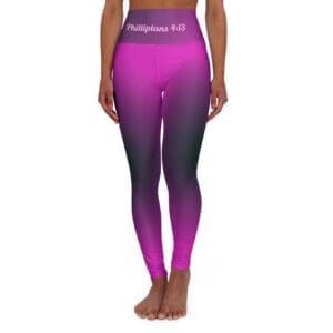 Phillipians 4:13 Purple & Black Gradient High Waisted Yoga Leggings