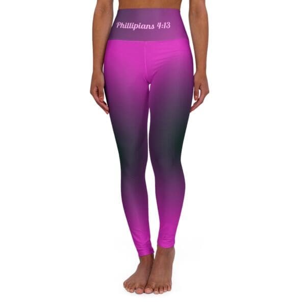 Phillipians 4:13 Purple & Black Gradient High Waisted Yoga Leggings