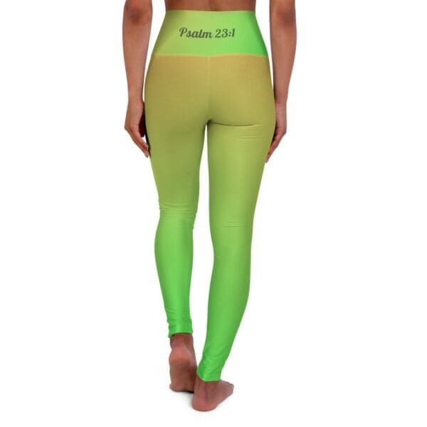 Psalm 23:1 Orange & Green Gradient High Waisted Yoga Leggings