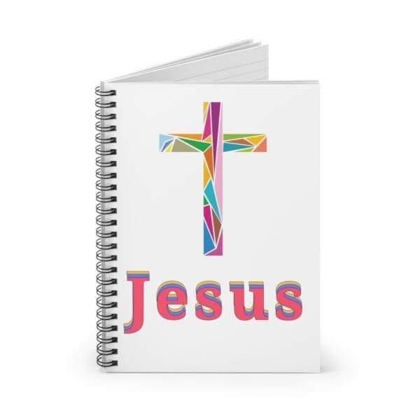 Jesus Multicolored Cross Ruled Lined Spiral Notebook