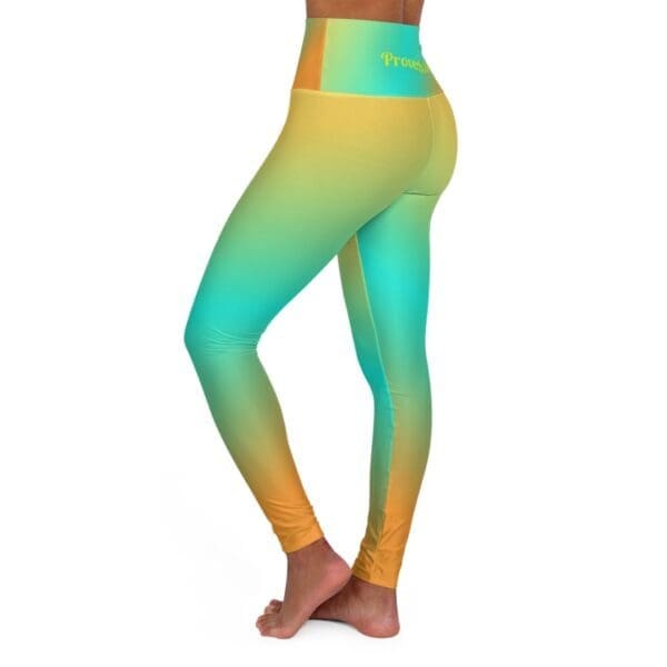 Proverbs 3:5 Yellow, Teal & Orange Gradient High Waisted Yoga Leggings