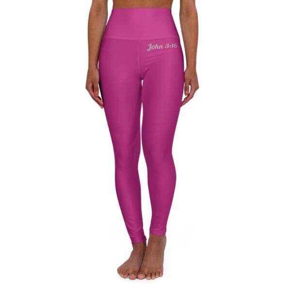 John 3:16 Plum & Silver High Waisted Yoga Leggings