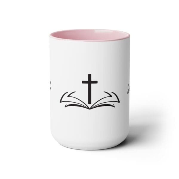 I I Start My Mornings with Jesus Two-Tone, 15oz Coffee Mugs