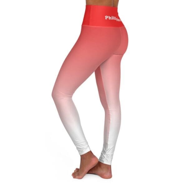 Phillipians 4:13 Red & White Gradient High Waisted Yoga Leggings