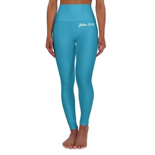 John 3:16 Teal & Silver High Waisted Yoga Leggings