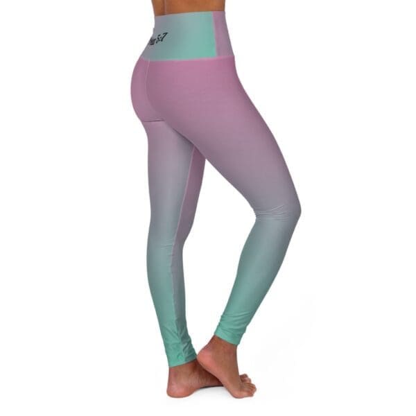1 Peter 5:7 Teal & Pink Gradient High Waisted Yoga Leggings