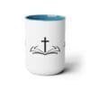 I I Start My Mornings with Jesus Two-Tone, 15oz Coffee Mugs