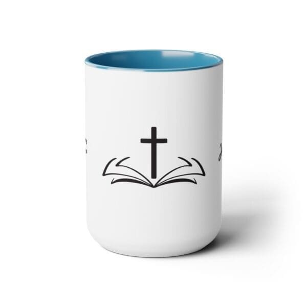 I I Start My Mornings with Jesus Two-Tone, 15oz Coffee Mugs