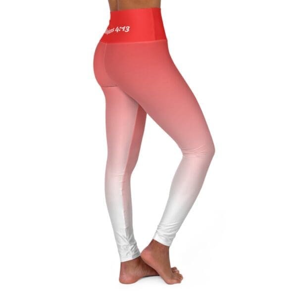 Phillipians 4:13 Red & White Gradient High Waisted Yoga Leggings