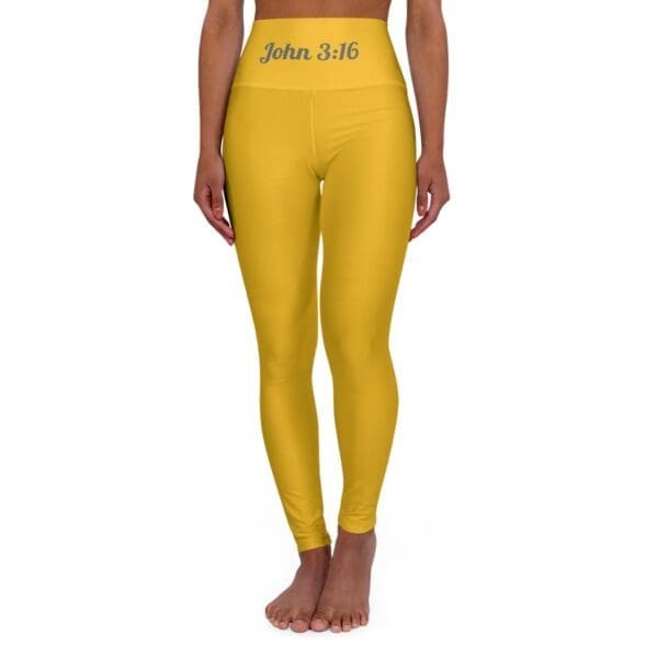 John 3:16 Yellow & Silver High Waisted Yoga Leggings