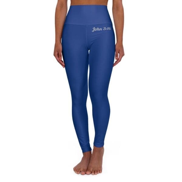 John 3:16 Navy Blue & Silver High Waisted Yoga Leggings