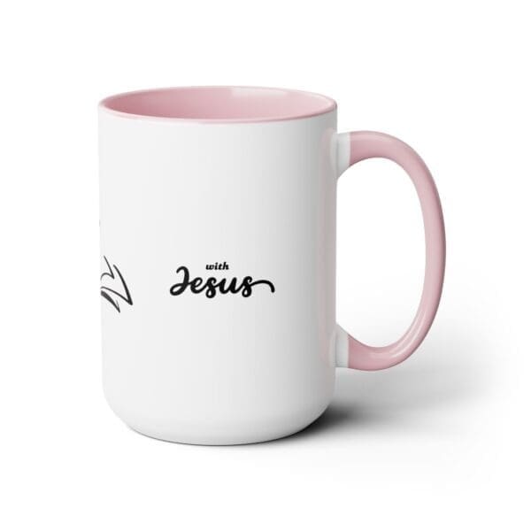 I I Start My Mornings with Jesus Two-Tone, 15oz Coffee Mugs