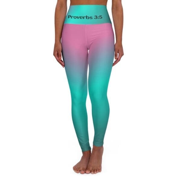 Proverbs 3:5 Black, Teal & Purple Gradient High Waisted Yoga Leggings