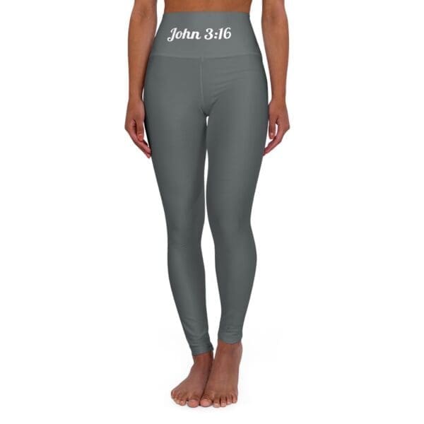 John 3:16 Silver & White High Waisted Yoga Leggings