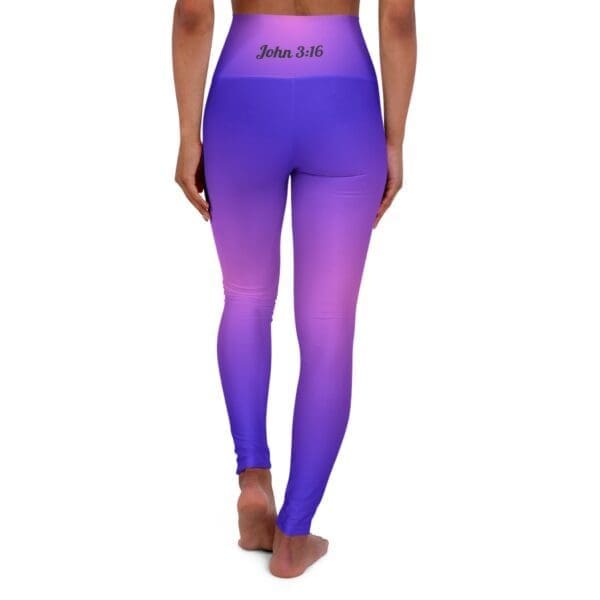 John 3:16 Blue & Pink Gradient High Waisted Yoga Leggings