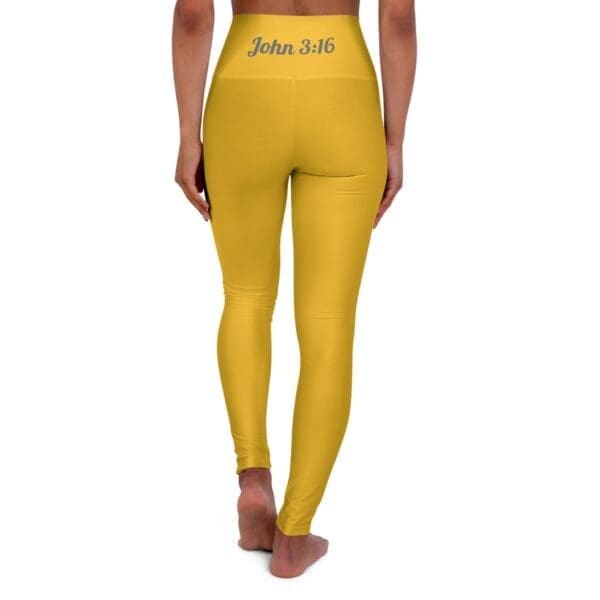 John 3:16 Yellow & Silver High Waisted Yoga Leggings
