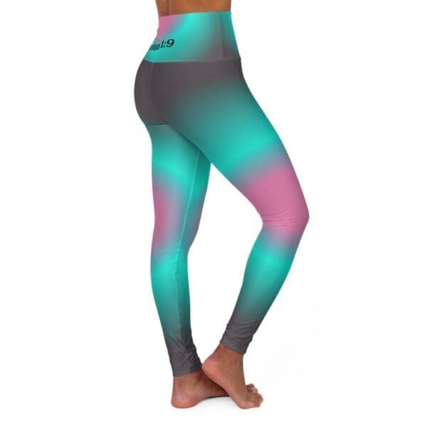 Joshua 1:9 Black, Pink, & Teal Gradient High Waisted Yoga Leggings